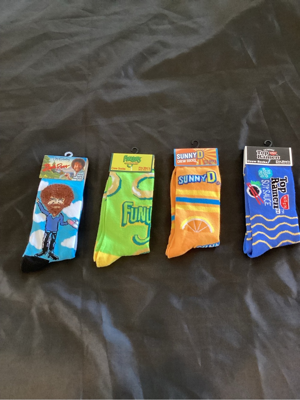 Bob Ross/SunnyD/Funyuns/Top Ramen Socks Size Most Adults